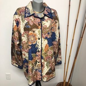 quilted 100% SILK lightweight blazer jacket floral